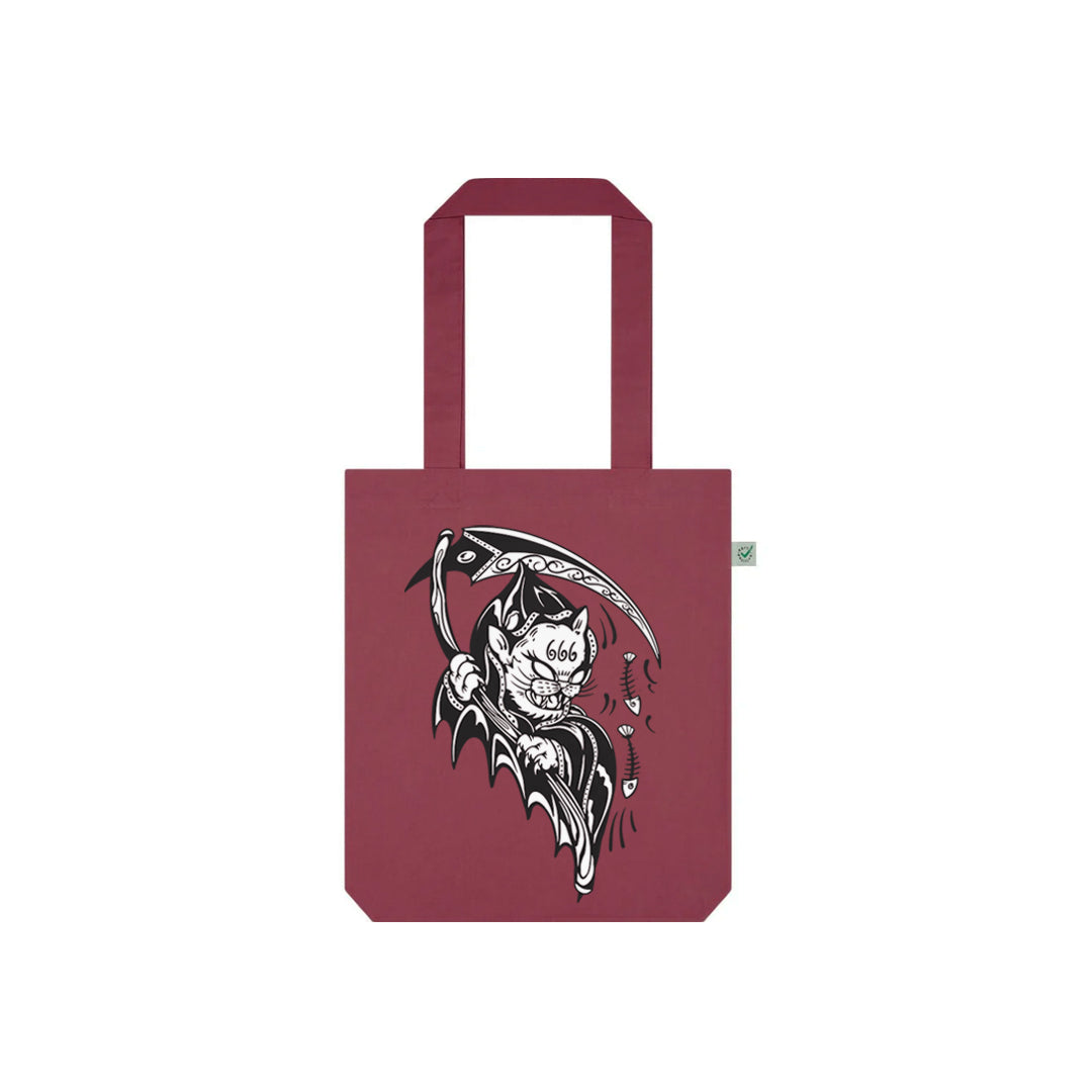 Reaper Cat Tote Bag Faded Burgundy