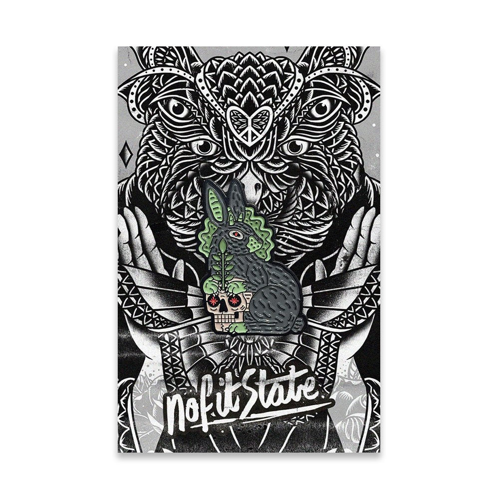 Rabbit Pin Badge Skull NFS Co.