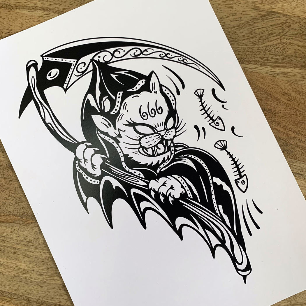 Reaper Cat A3 Card Print -1